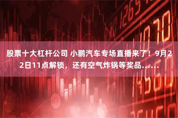 股票十大杠杆公司 小鹏汽车专场直播来了！9月22日11点解锁，还有空气炸锅等奖品……
